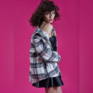 NWT Avec Les Filles Plaid Zip Front Jacket Shacket Size S